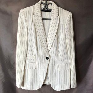 Zara Black And White Linen Blend Jacket
